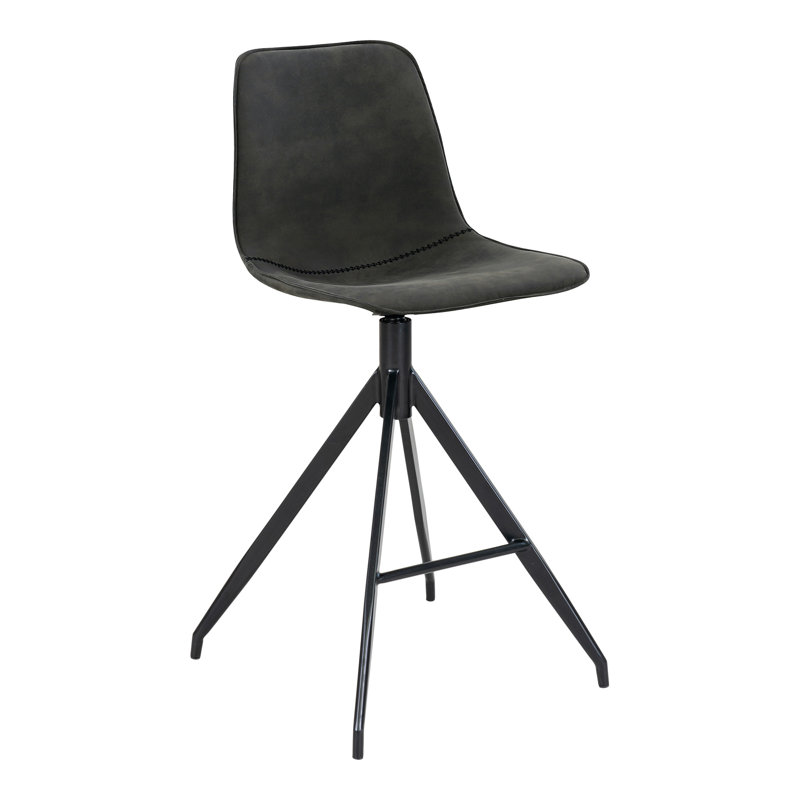 Krystynn Swivel Upholstered Counter Stool with Metal Frame