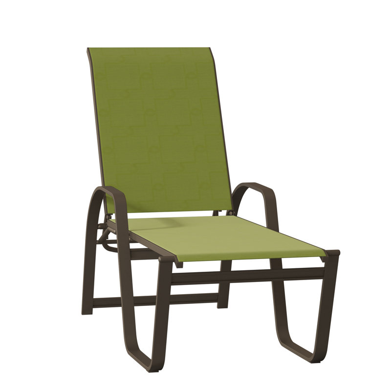 Chaise longue inclinable Holna, Bois de plage texturé, Lime 38D Sunbrella®
