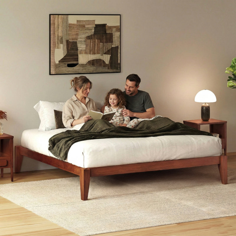 Carruthers Thor Bed Frame Queen - Solid Wood Platform Bed - Japanese Joinery Bed Frame - Wood Slat Support - No Box Spring Needed - Easy Assembly - Minimalist & Modern Style (walnut)