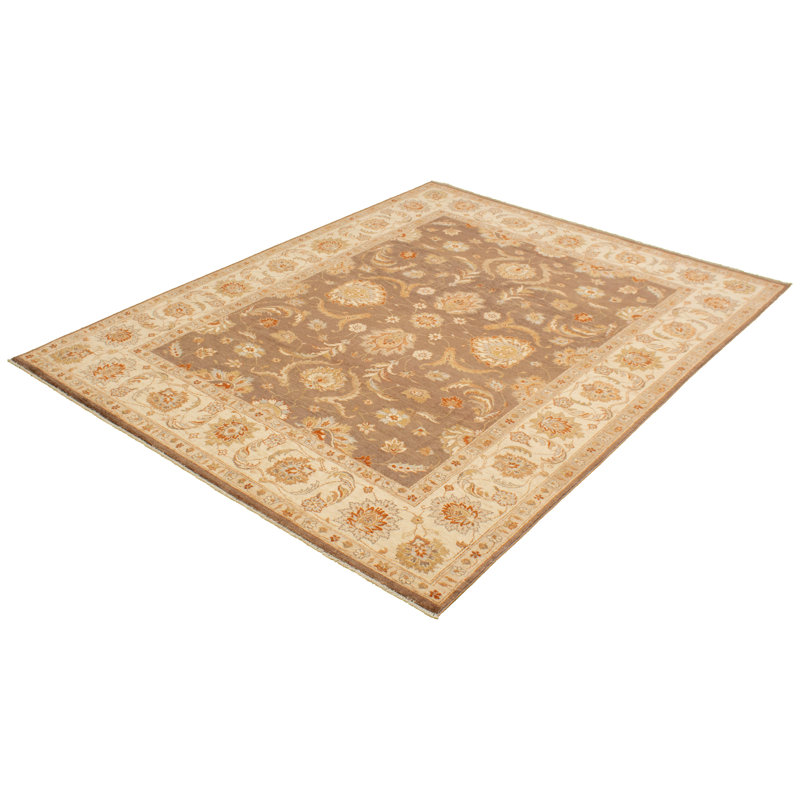 Tapis de bois one-of-kind-noué la 2010 ushak brun 8 pi x 10 pi laine 2 po Aeyla
