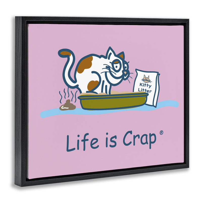 «Kitty Litter Funny Floater Canvas» par LIC, Cadre flottant noir de jais, H 17 po x l 21 po