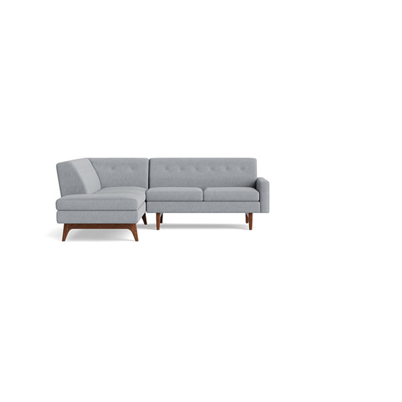 Tyler Sectional With Bumper (95" X 95"), Performance Weave - Zinc, Left Hand Facing