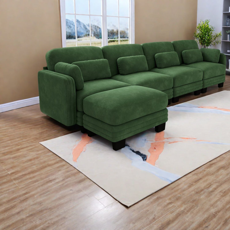 Canapés modulaires à compression, canapé modulaire en chenille verte, salon moderne