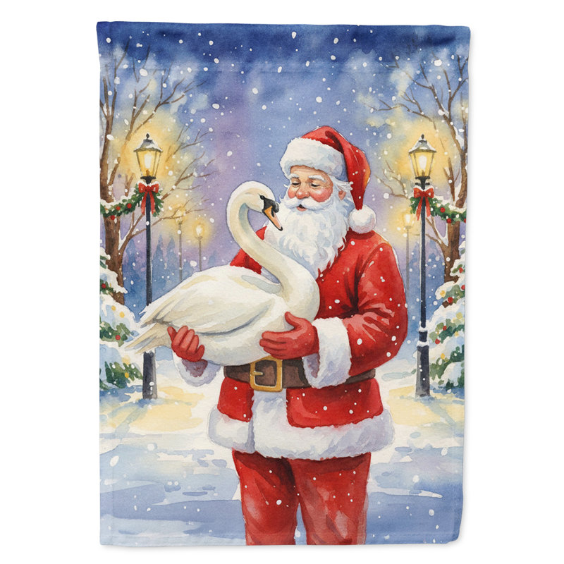 Cygne avec le drapeau de la maison du Père Noël, Taille de la maison, Cygne