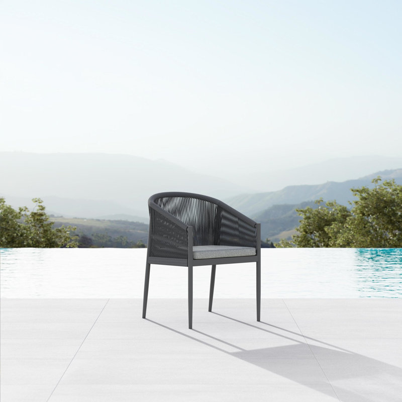 Catalina Armchair with Cushion, Matte Charcoal Frame/Ash Cushion