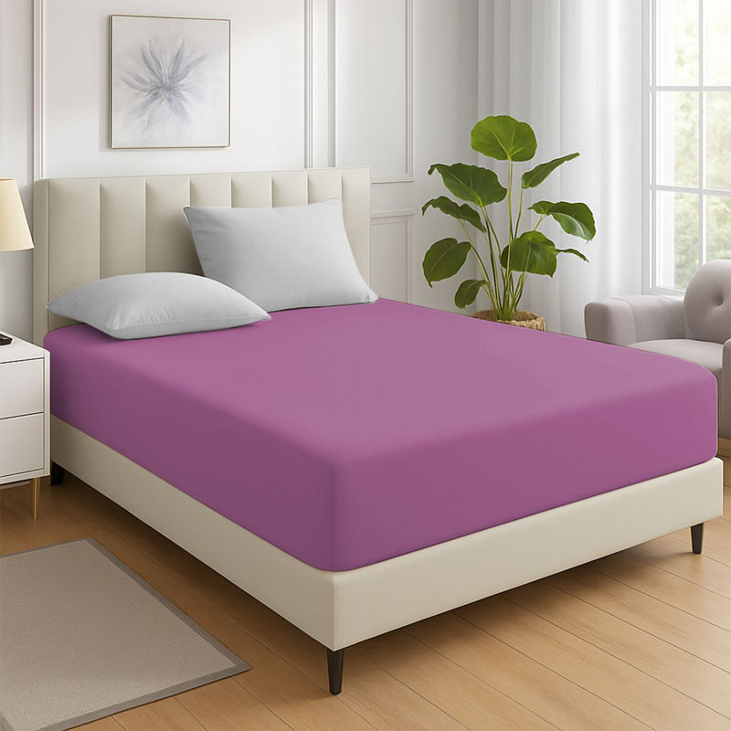 200 Thread Count Microfiber Deep Fitted Bed Sheet – 25cm Pocket, Purple, Kingsize (5')