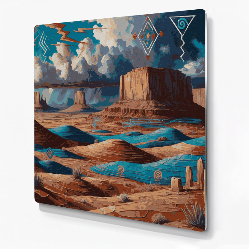 «Southwestern Cowboy Navajo Inspired 73», art mural en métal gris