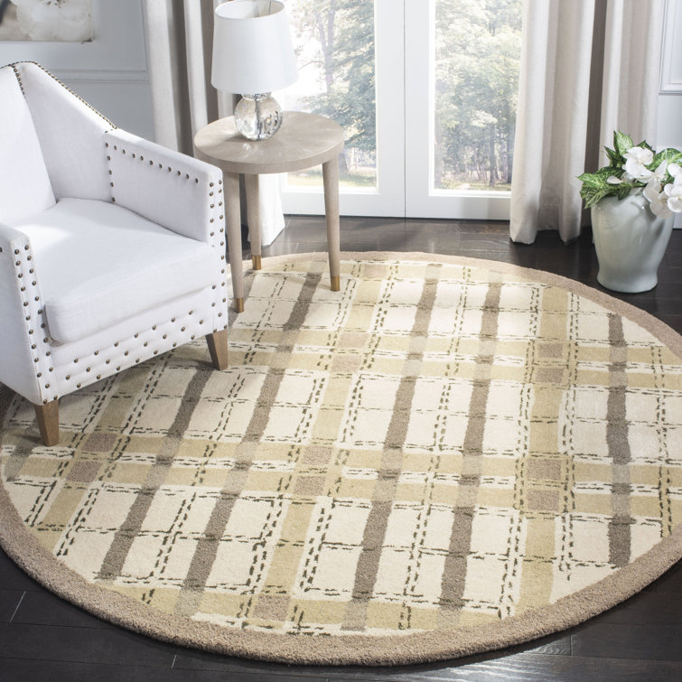 Martha Stewart Hand Tufted Wool/Viscose Plaid Rug in Sharkey Gray