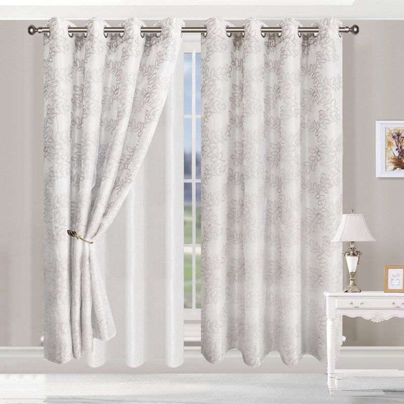 Planchard Sheer Curtain Pair, Gray, 42" W x 63" L