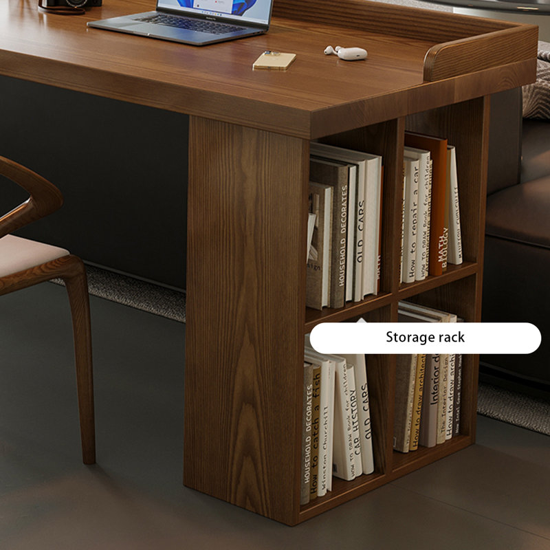 86.61"Light walnut Rectangular Solid Wood desks, 29.53" H x 86.61" W x 23.62" D