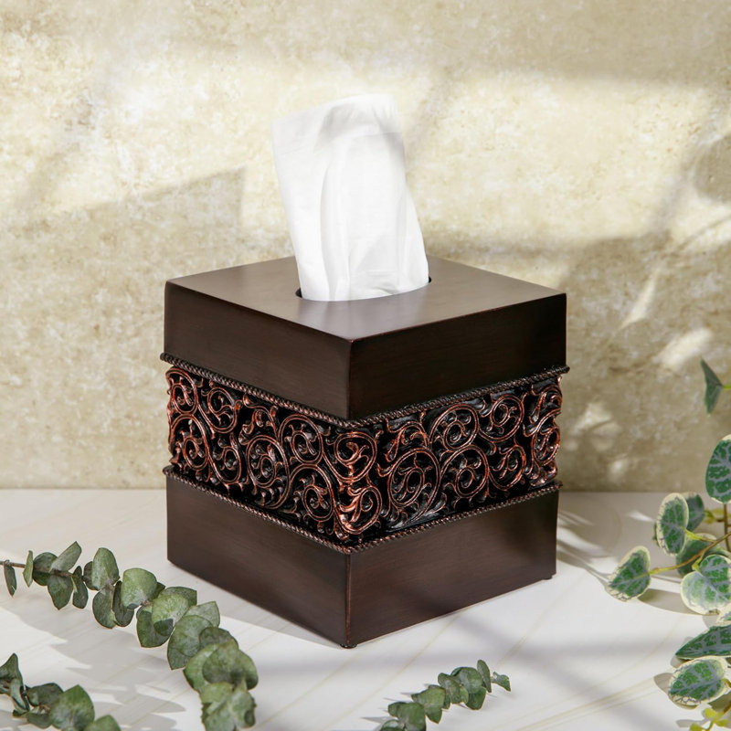 Couvercle de boîte à mouchoirs carré en bronze à finition bronze pour comptoir de meuble-lavabo idéal pour les chambres à coucher et les salons
