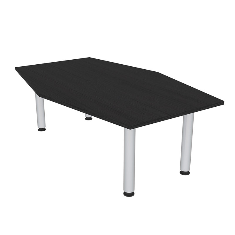 Table hexagonale avec pieds Nyemia, L 72 po x l 48 po, Cyprès noir, Argent argent