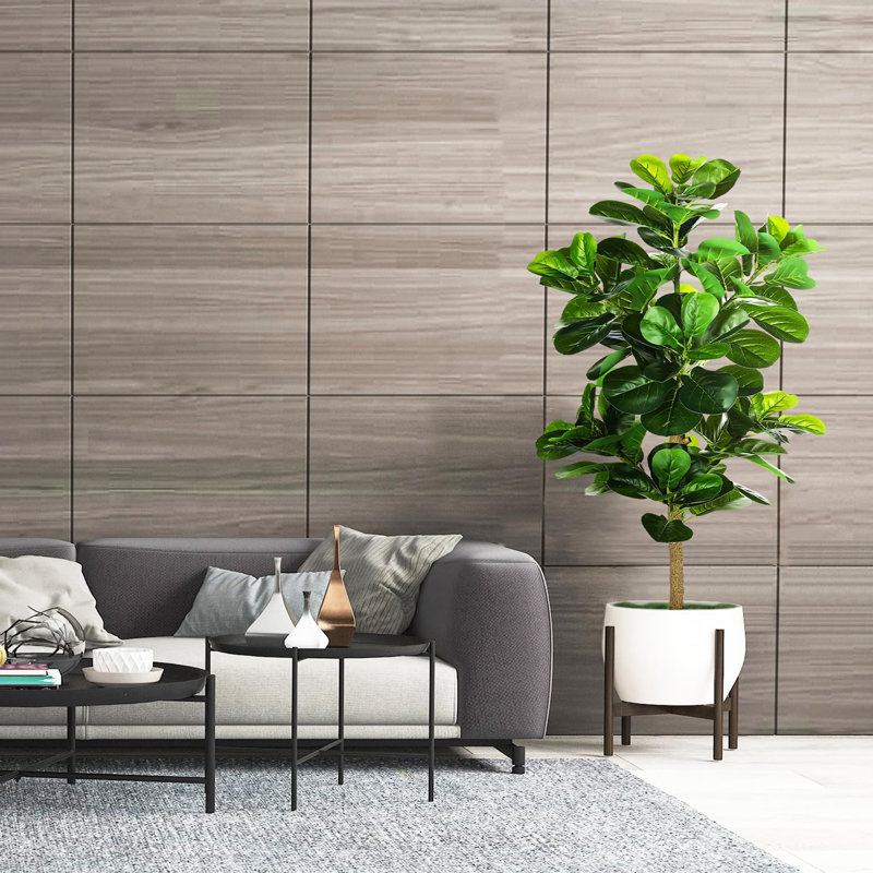 Arbre vert en fausse feuille violon en pot, H 63 po x l 19,7 po x P 19,7 po