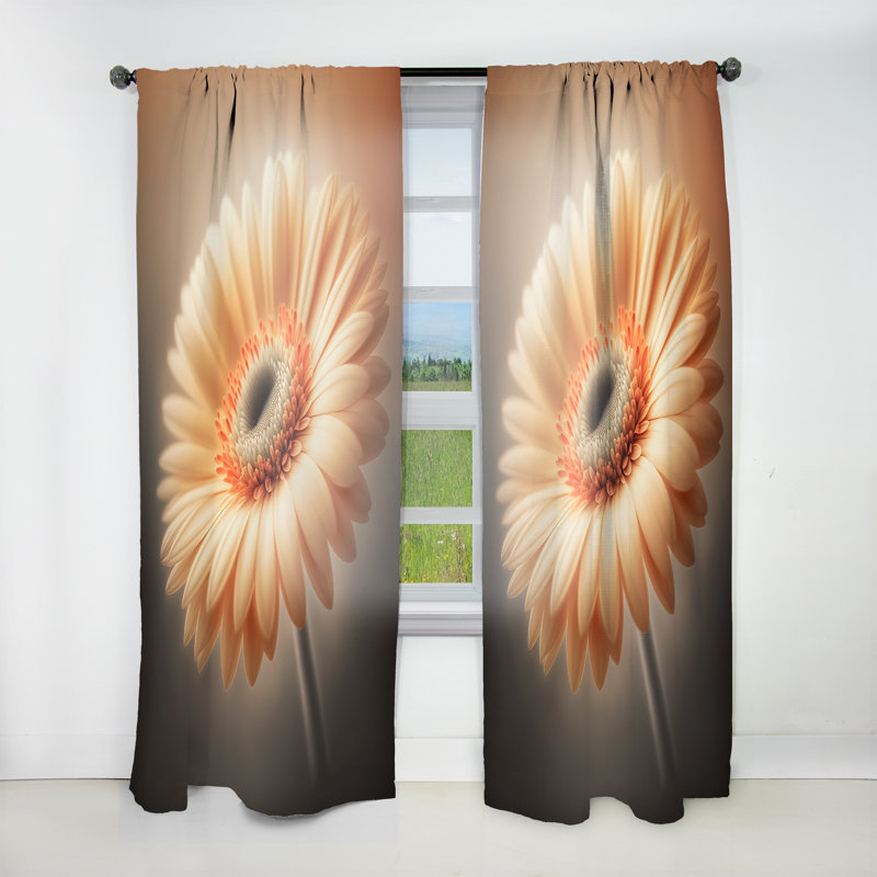 Cassian - fleur orange Gerbera II - rideau en velours traditionnel - obscurcissant - 1 panneau, L 52 po x L 90 po