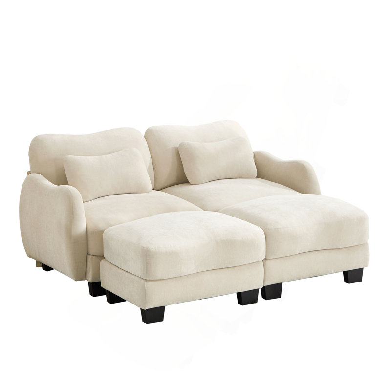 Canapé de soutien en chenille avec coussin de taille délicate et repose-pieds mobile, conception ergonomique incurvée, canapé modulaire facile à assembler pour le bureau du salon