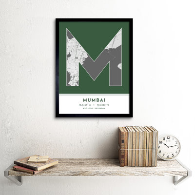 Mumbai City Map Mumbai Green by Wee Blue Coo - Single Picture Frame Typography