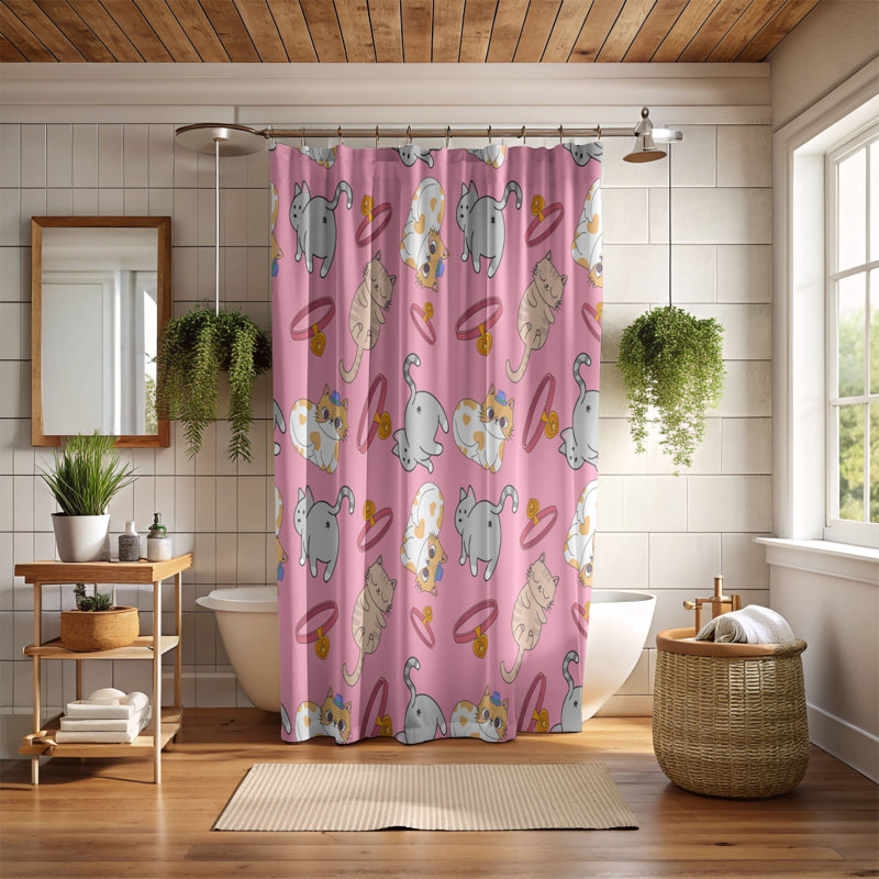 Rideau de douche 1 pièce Furry Fun, H 74 po x l 71 po