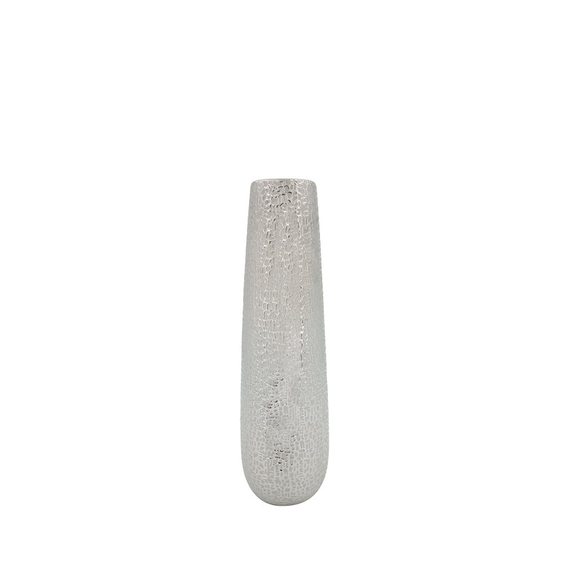 Ceramic Vase For Living Room Furniture, Luxury Handmade Table Vase in Silver, 38.8cm H x 11.5cm W x 11.15cm D
