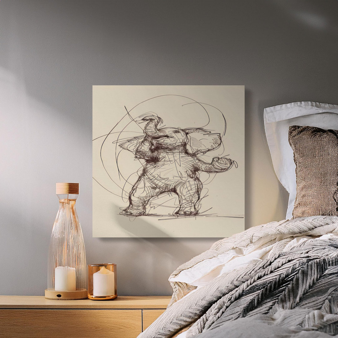 Elephant Sketch Canvas Wall Art, Gallery Wrapped, Ready to Hang, Animal Print, Modern Home Decor, Archival Quality, Statement Piece