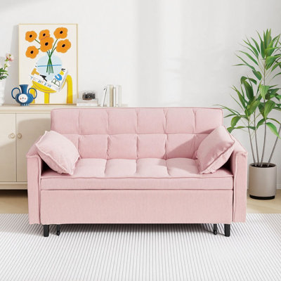 Corduroy Modular Sectional Sleeper Sofa, Loveseat with Pull Out Bed for Living Room Couch
