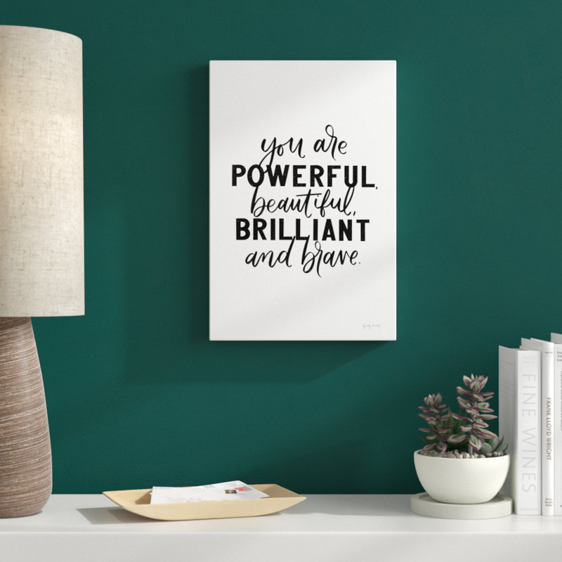 You Are Powerful BW by Becky Thorns - No Frame Print on Canvas, 46cm H x 30cm W x 3.8cm D