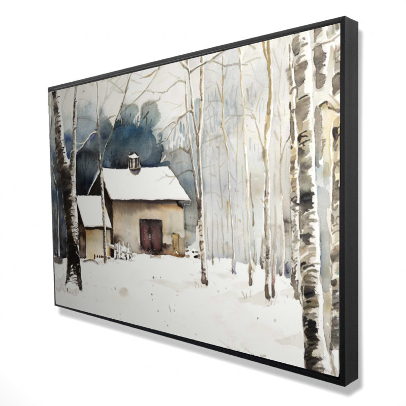 Small Winter Barn Print On Canvas