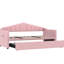 Lit de jour simple rose tapissier de velours, avec couchette escamotable, et charge de type C, et poches latérales pour télécommandes douces