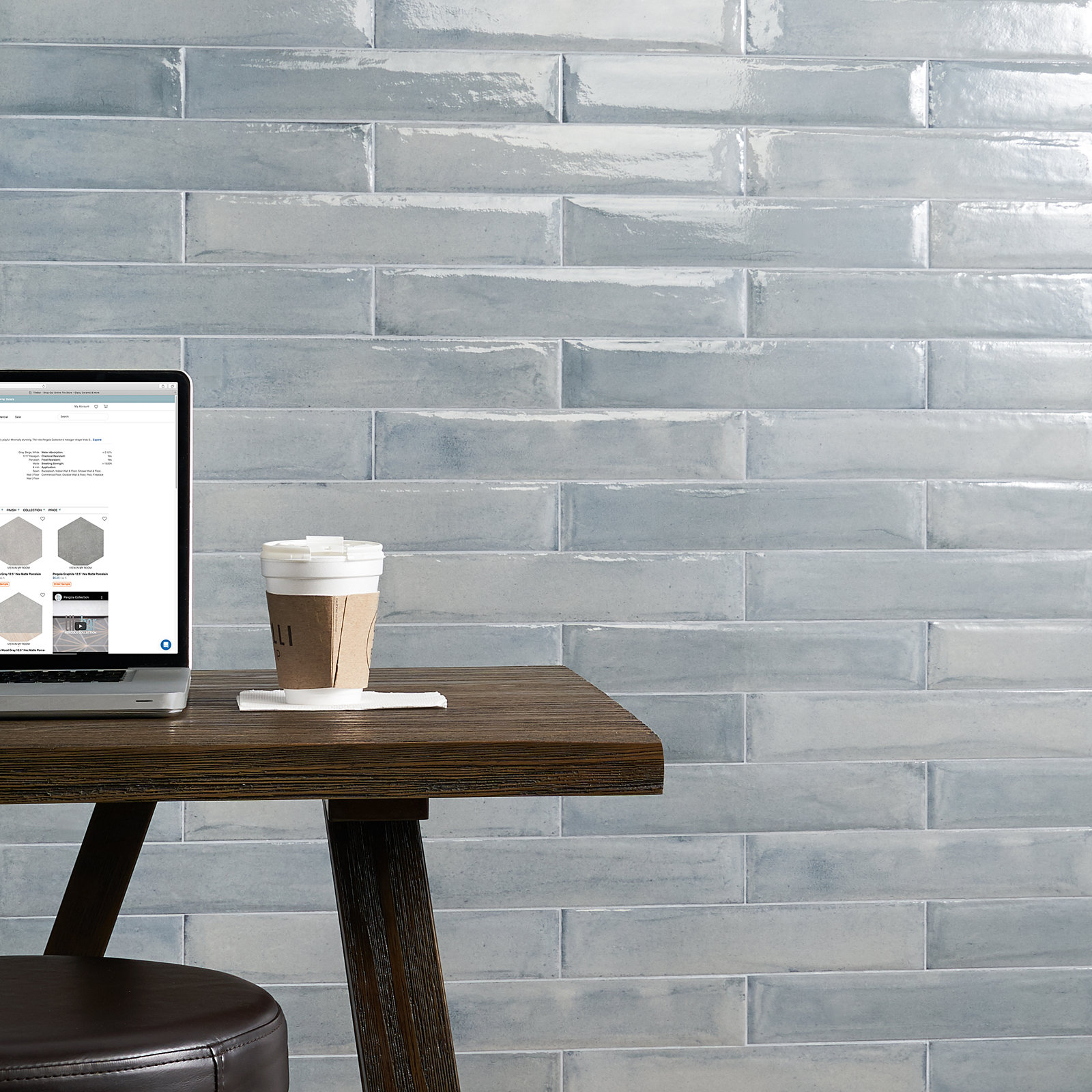Tint 3" x 16" Porcelain Subway Wall Tile,  Light Blue