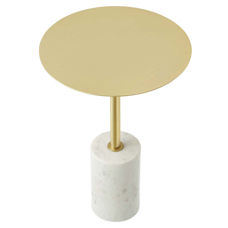 Modway Lyric Iron Pedestal End Table, Brass