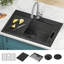 Évier de cuisine encastré en acier inoxydable noir Delta Rivet ™-81984627