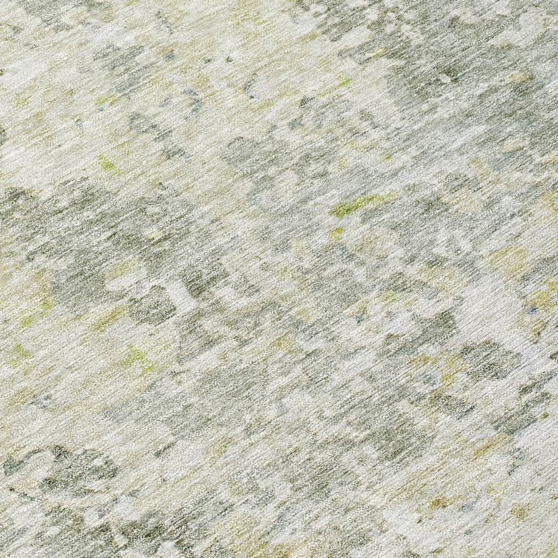 Sage Green Abstract Washable Indoor Outdoor Rug 30" x 20"