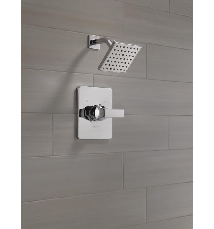 Ensemble de robinet de douche à fonction unique Velum, ensemble de garniture de valve, pomme de douche et poignée, Chrome
