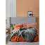 Ensemble de housse de couette 100% coton Ranforce, cannelle et bleu foncé, housse de couette 55,1 po x 78,7 po et taie d'oreiller 23,6 po x 23,6 po | Impression réactive, lavable à la machine, 145 fils, fermeture à boutons-1888565633