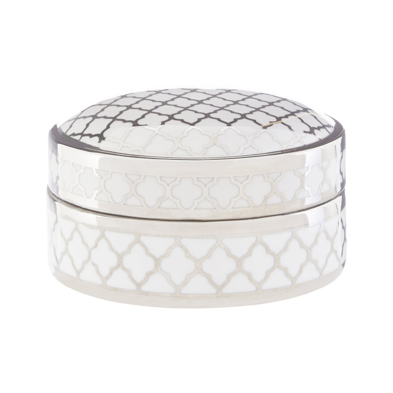Lucrezia Ceramic Decorative Box, 8cm H x 16cm W x 16cm D