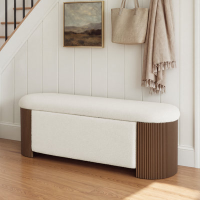 Banc de rangement avec repose-pieds 50,8 po avec repose-pieds cannelé en bois massif