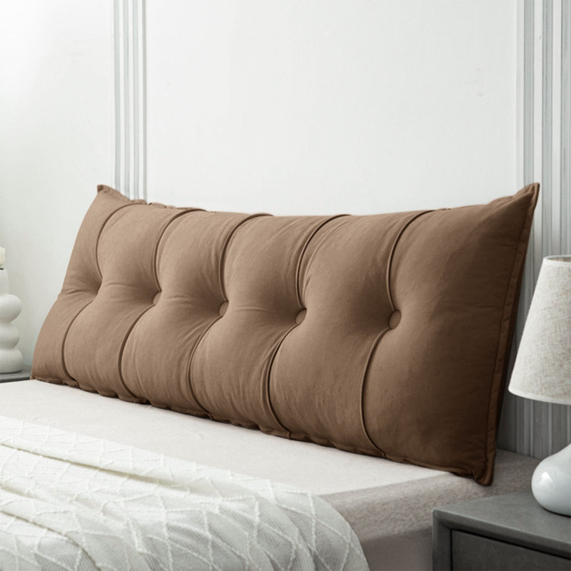  Coussin à boutons, H 17,7 po x l 71 po, Brun