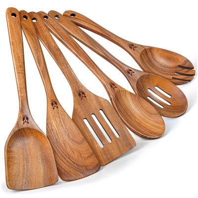 6 PCS Cooking Utensil Set, Wooden Kitchen Utensils Set, Non-Stick Heat Resistant, Environment-friendly