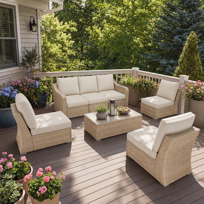  6-Piece Outdoor Furniture Set, 6, Light Brown