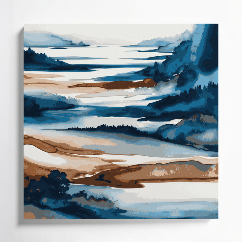 «Watercolor Landscape 35», art mural sur toile brune, H 12 po x l 12 po