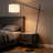 69" Mid-Century Modern Arched Floor Lamp with Space-Saving Ring Base and Drum Shade
