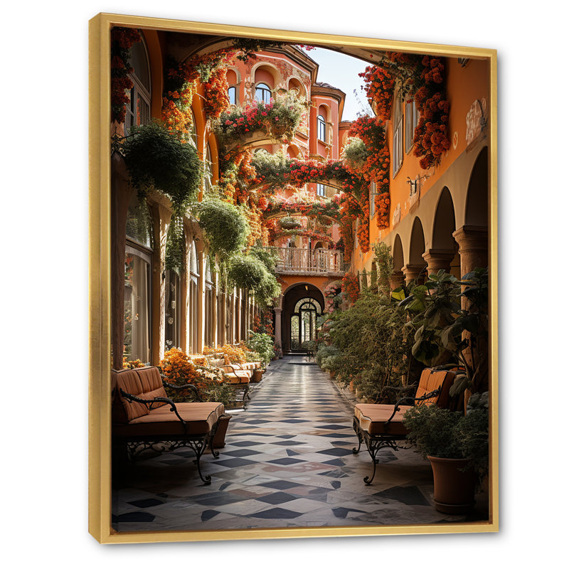 Spanish Architecture Canvas Wall Art, Hacienda Landscape Print - Arabu Spanish Hacienda, 32" H x 24" W x 1" D