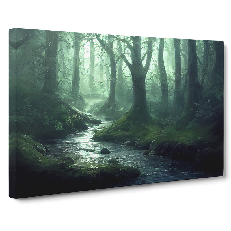 Cosmopolitan Forest Stream - Wrapped Canvas Painting, 35cm H x 50cm W x 3cm D