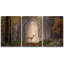 «Fallow Deer Stand in a Dreamy Misty Forest», ensemble de 3 reproductions sur toiles tendues-56497954