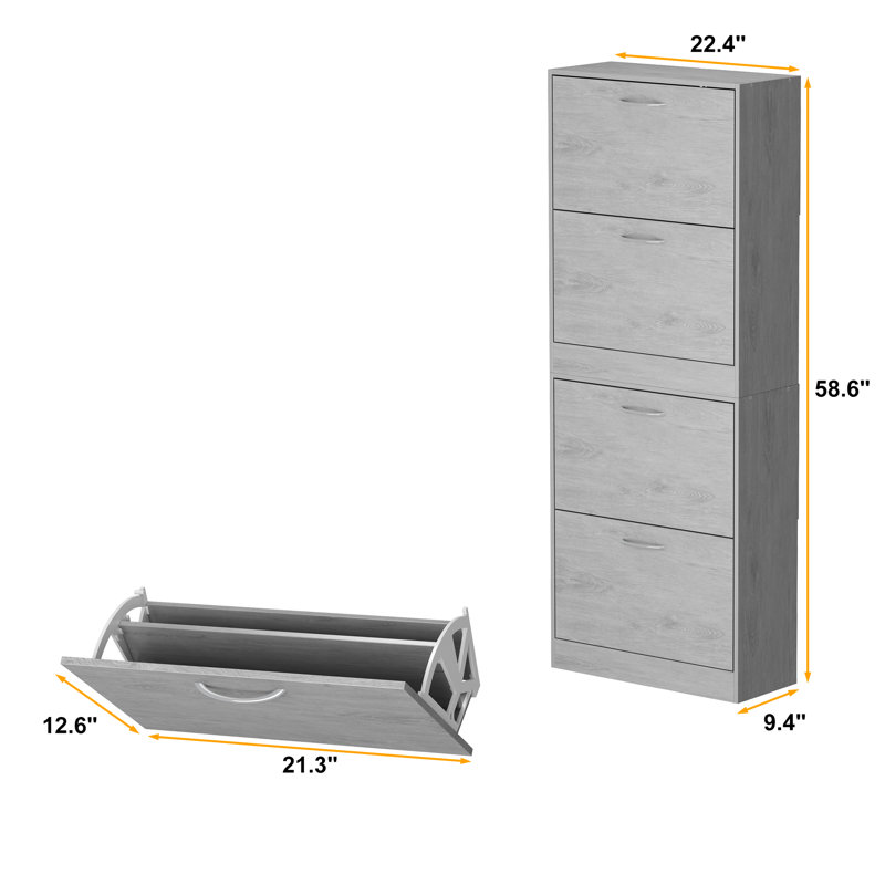 16 Pair Stackable Shoe Storage Cabinet