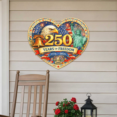 250 Years of Freedom 1776–2026 Patriotic Heart Wall Art by G. Debrekht