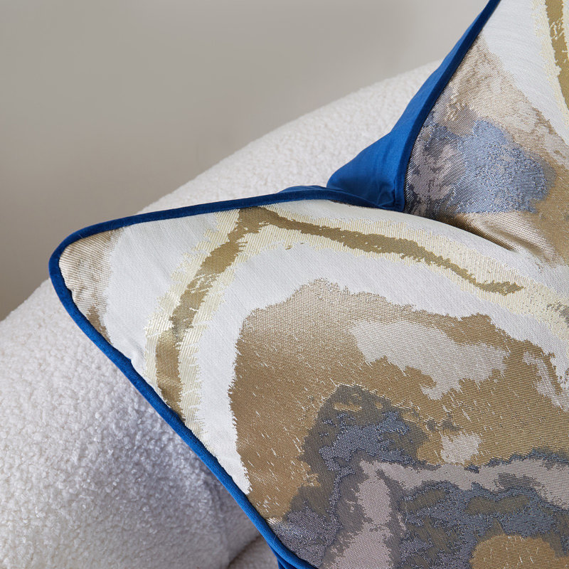 Housse de coussin réversible Abstract, H 20 po x l 20 po, Bleu marine / blanc abstrait