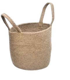 Dearl Natural Bamboo Basket With Handles Dia 8"