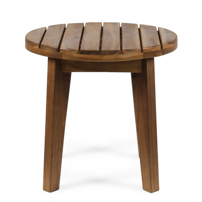 16" Wood Side Table, Finish, With Rustic Elegance For Outdoor Spaces And Comfort