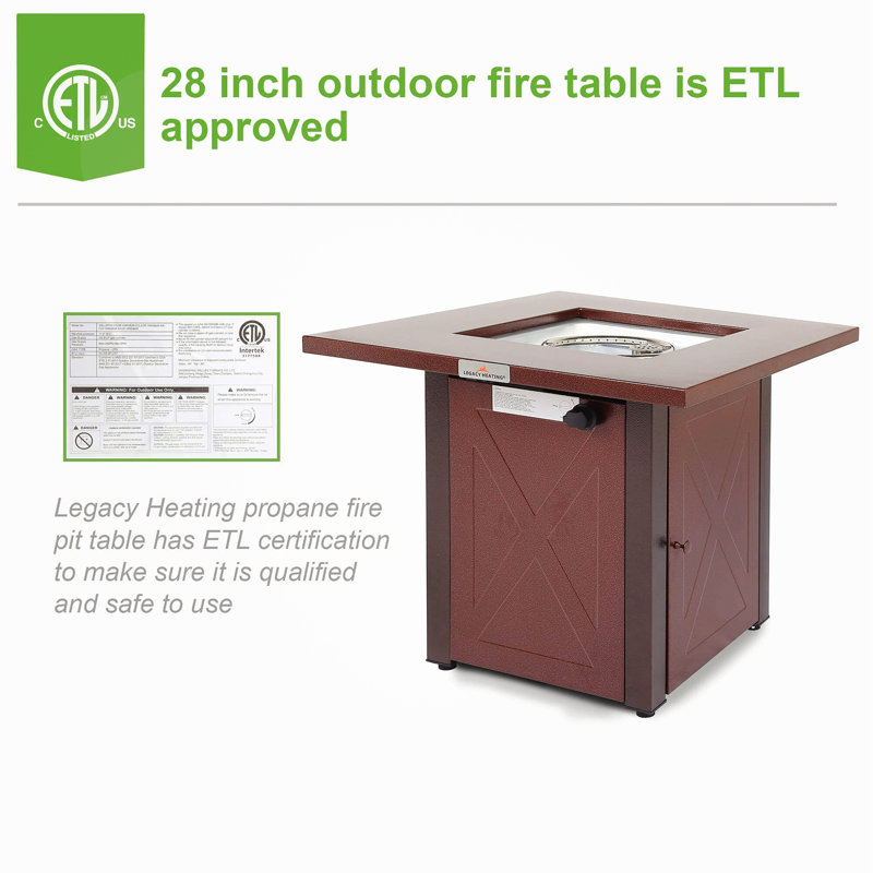 Rectangle Propane Smokeless Outdoor Fireplace, Maroon