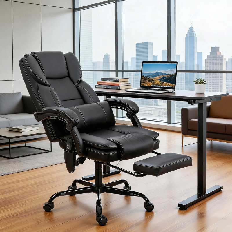 Vibration Massage Reclining Faux Leather Office Chair